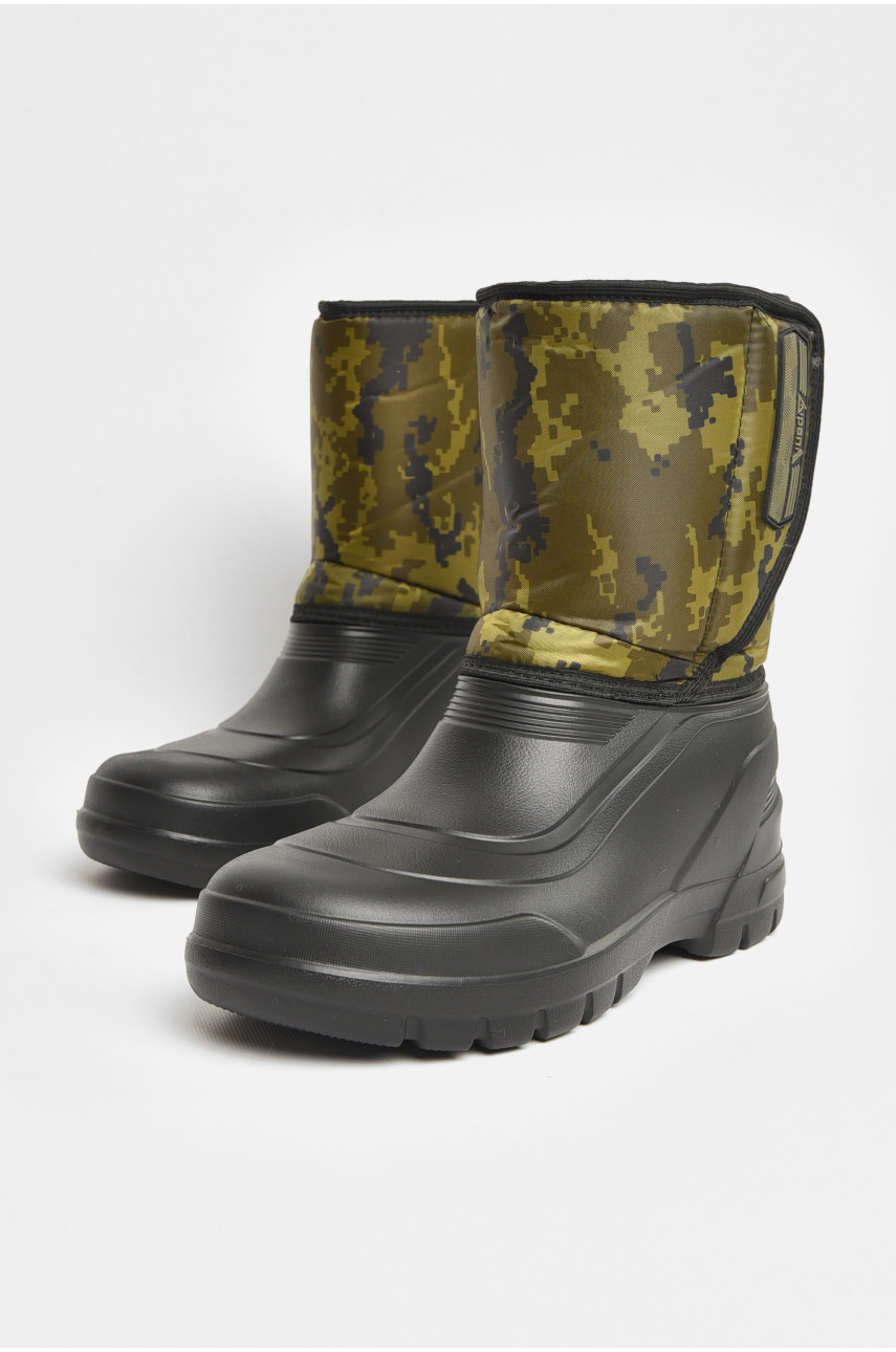 Дутики мужские пена на  меху черного цвета В-164А хакі 206876