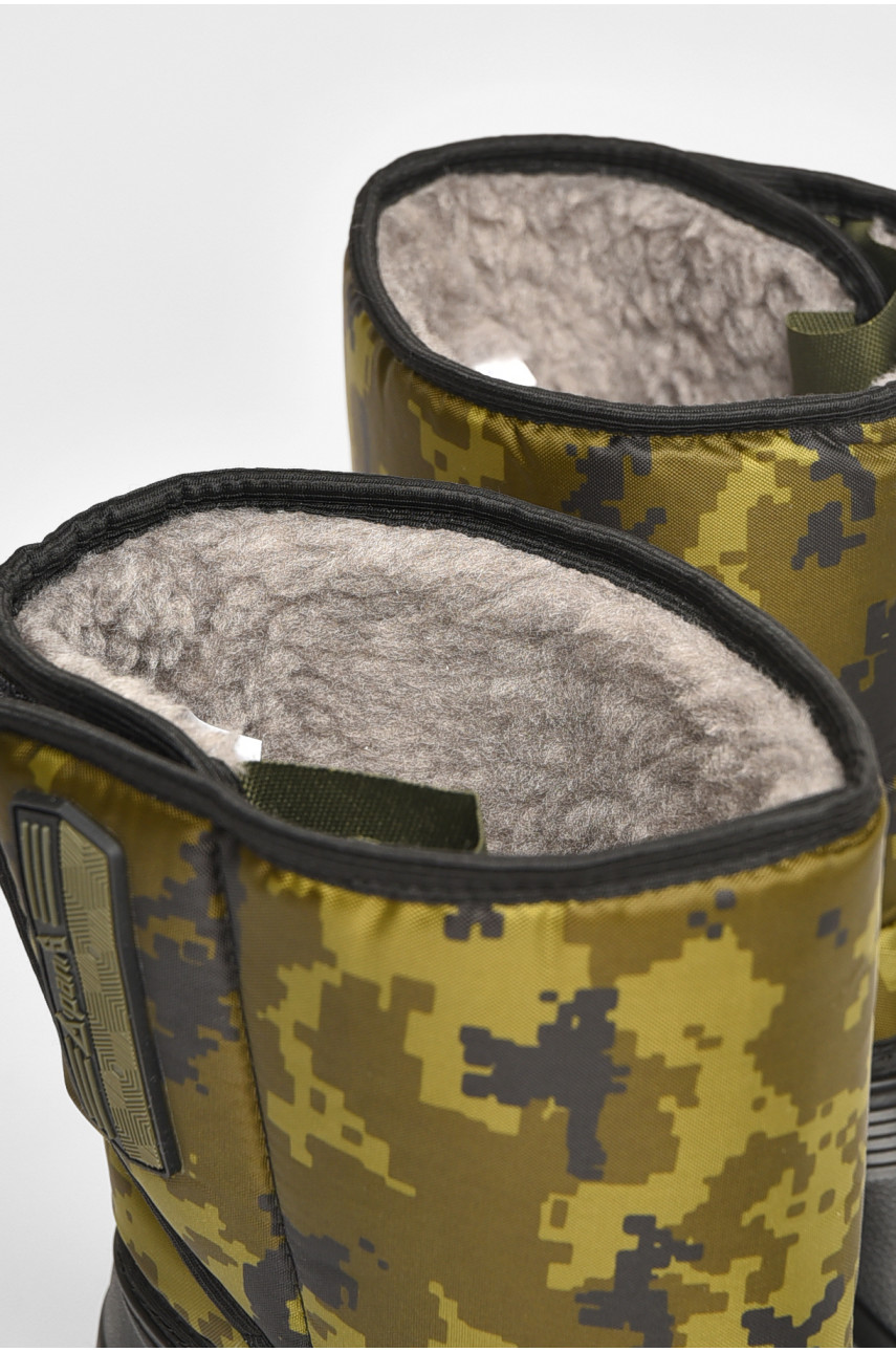 Дутики чоловічі піна на хутрі чорного кольору В-164А хакі 206876