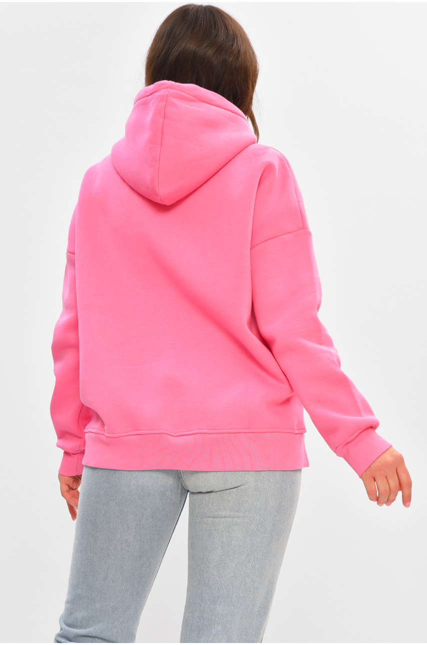 Худі жіноче напівбатальне на флісі рожевого кольору з принтом 707 206916