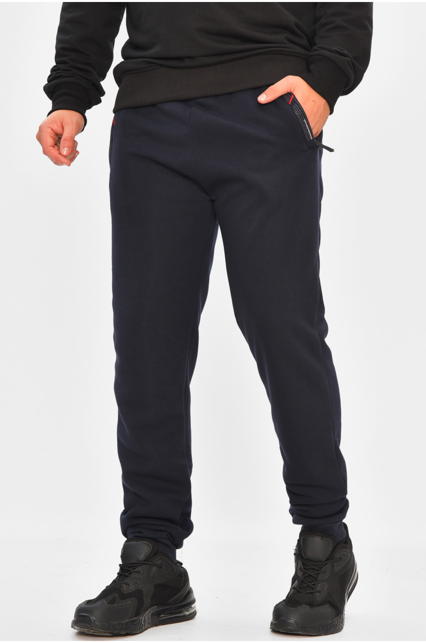 Спортивные штаны мужские на флисе тёмно-синего цвета R-41558-jk 206923