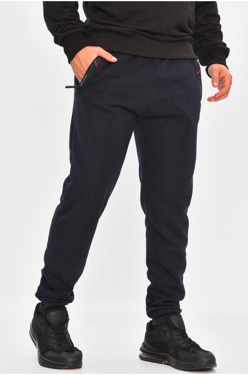 Спортивные штаны мужские на флисе тёмно-синего цвета R-41558-jk 206923
