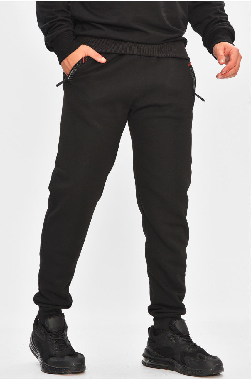 Спортивные штаны мужские на флисе черного цвета R-41558-jk 206925