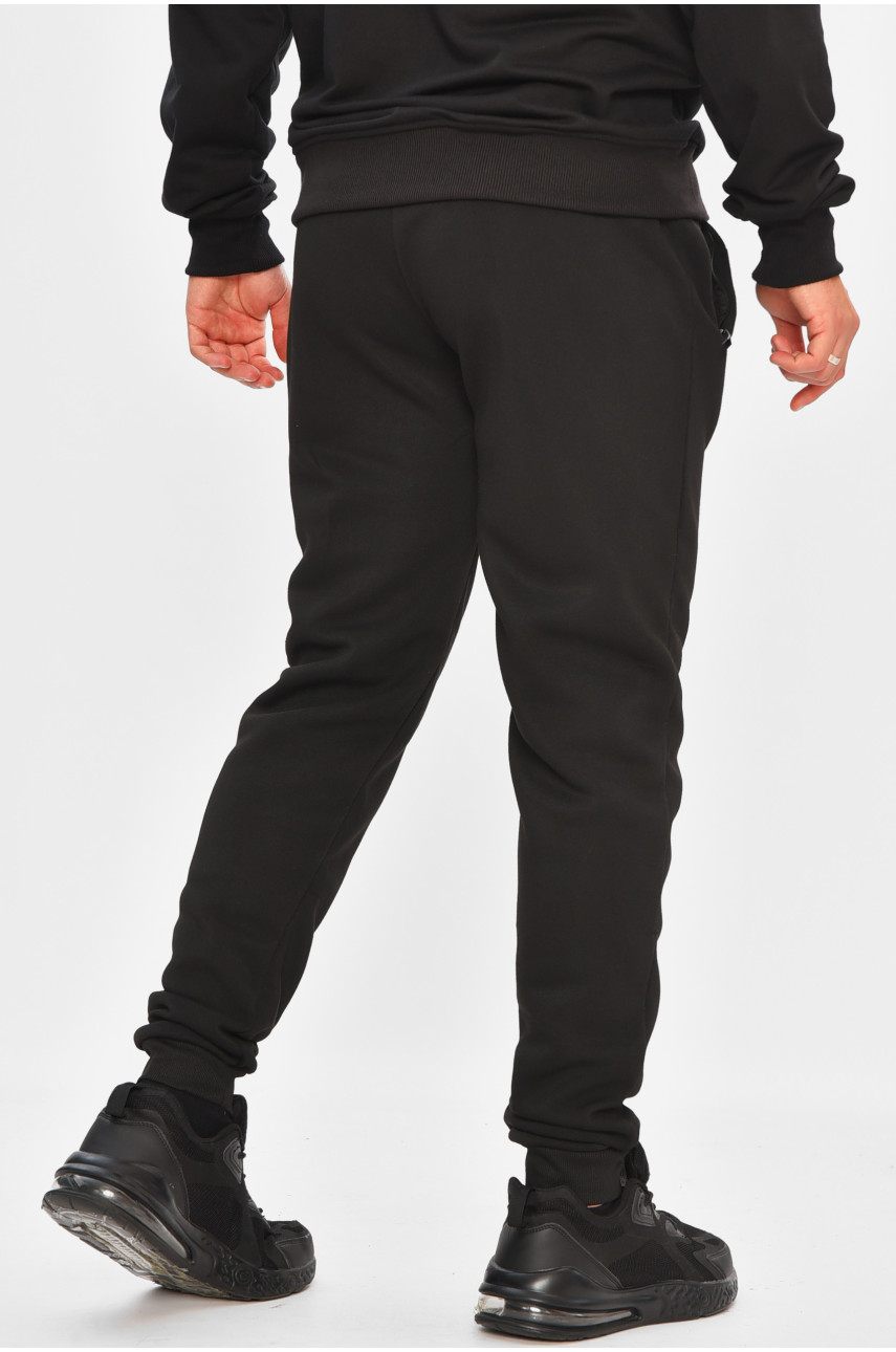 Спортивные штаны мужские на флисе черного цвета R-41558-jk 206925