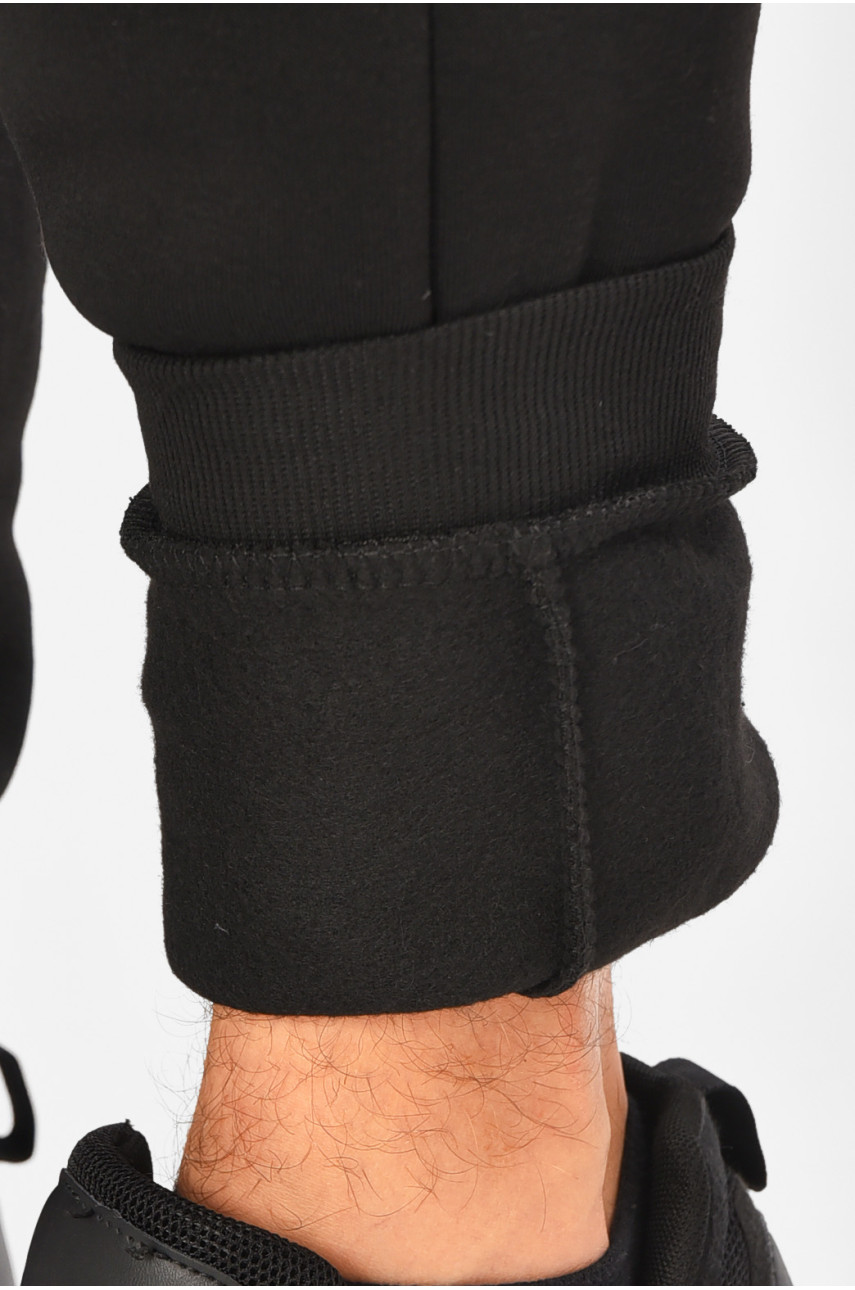 Спортивные штаны мужские на флисе черного цвета R-41558-jk 206925