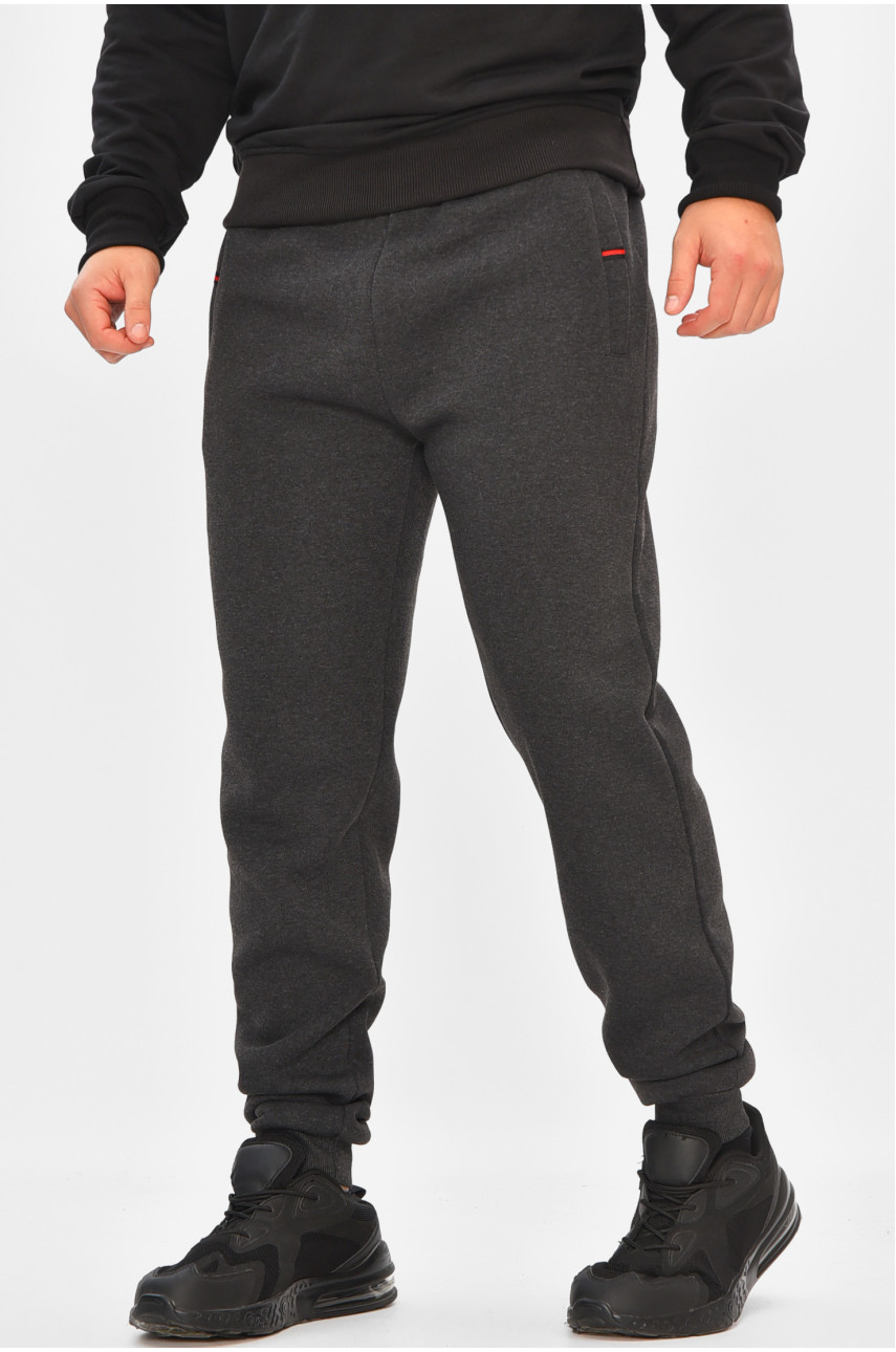 Спортивные штаны мужские на флисе тёмно-серого цвета R-41526-jk 206926