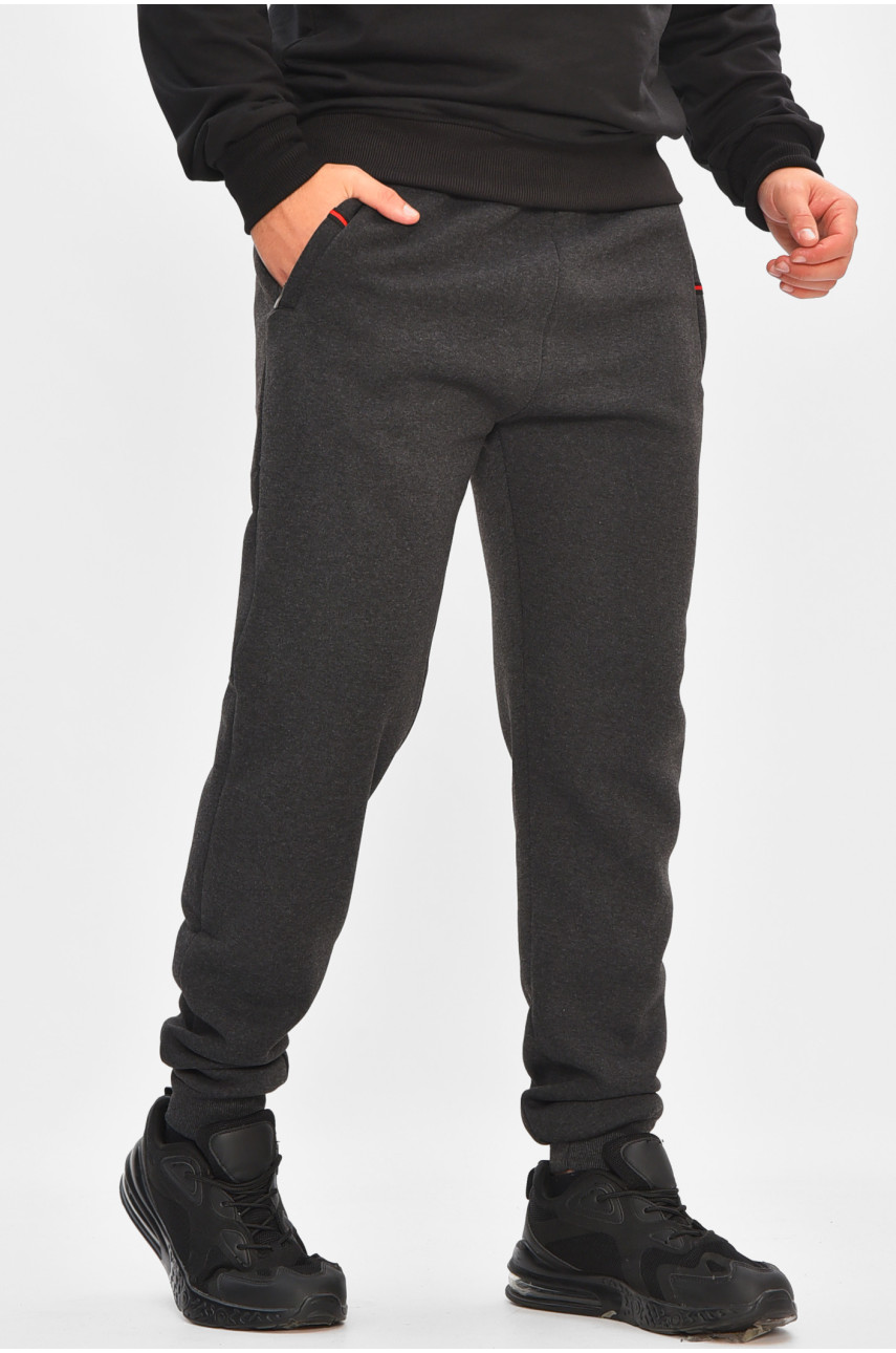 Спортивные штаны мужские на флисе тёмно-серого цвета R-41526-jk 206926