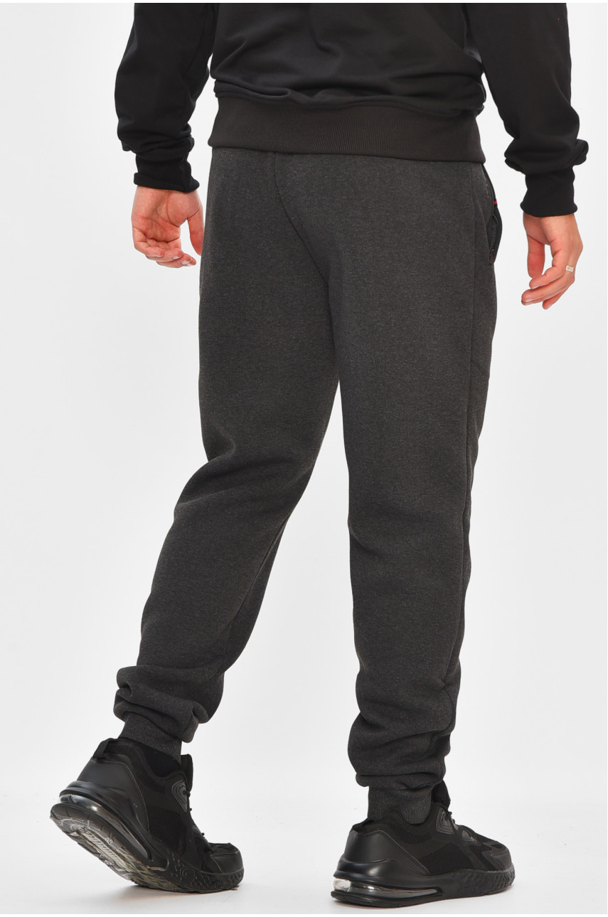 Спортивные штаны мужские на флисе тёмно-серого цвета R-41526-jk 206926