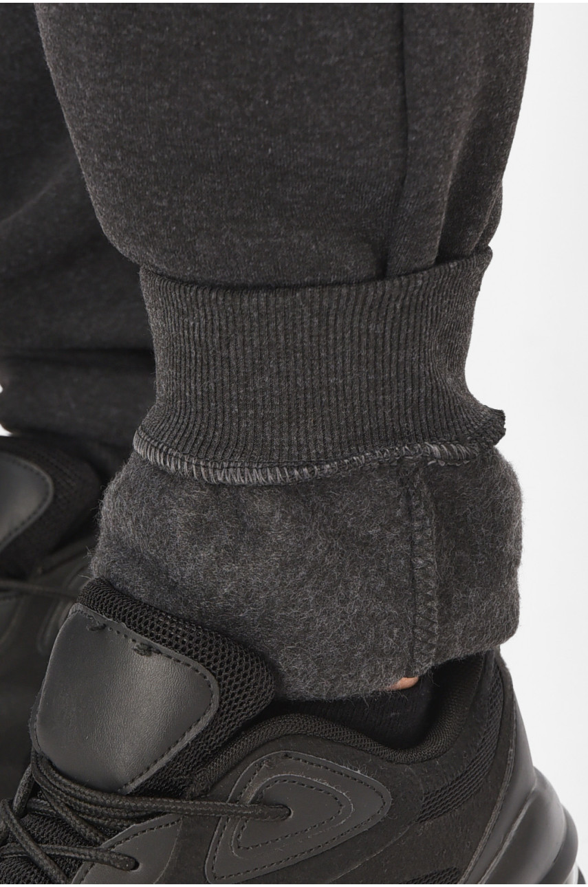 Спортивные штаны мужские на флисе тёмно-серого цвета R-41526-jk 206926