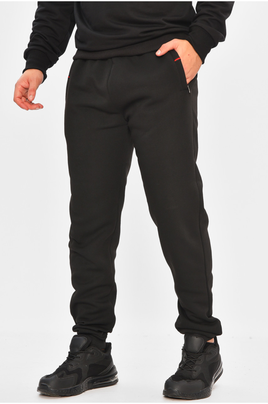 Спортивные штаны мужские на флисе черного цвета R-41526-jk 206927