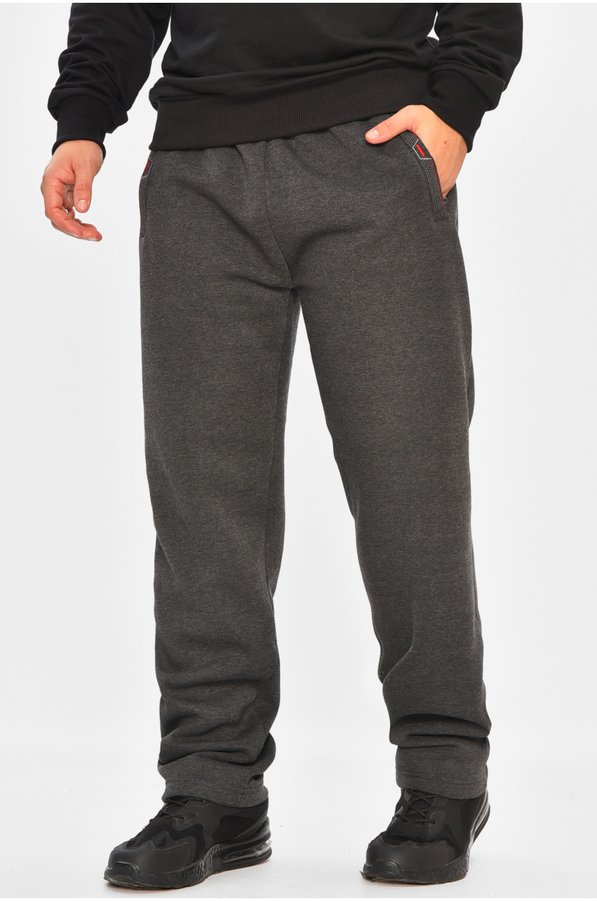 Спортивные штаны мужские на флисе тёмно-серого цвета R-41597-pk 206930