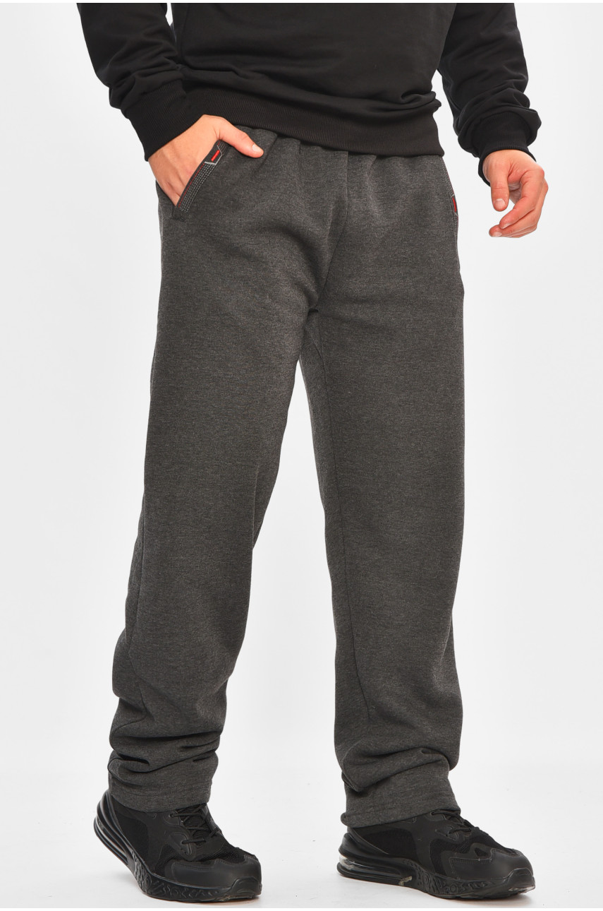 Спортивные штаны мужские на флисе тёмно-серого цвета R-41597-pk 206930