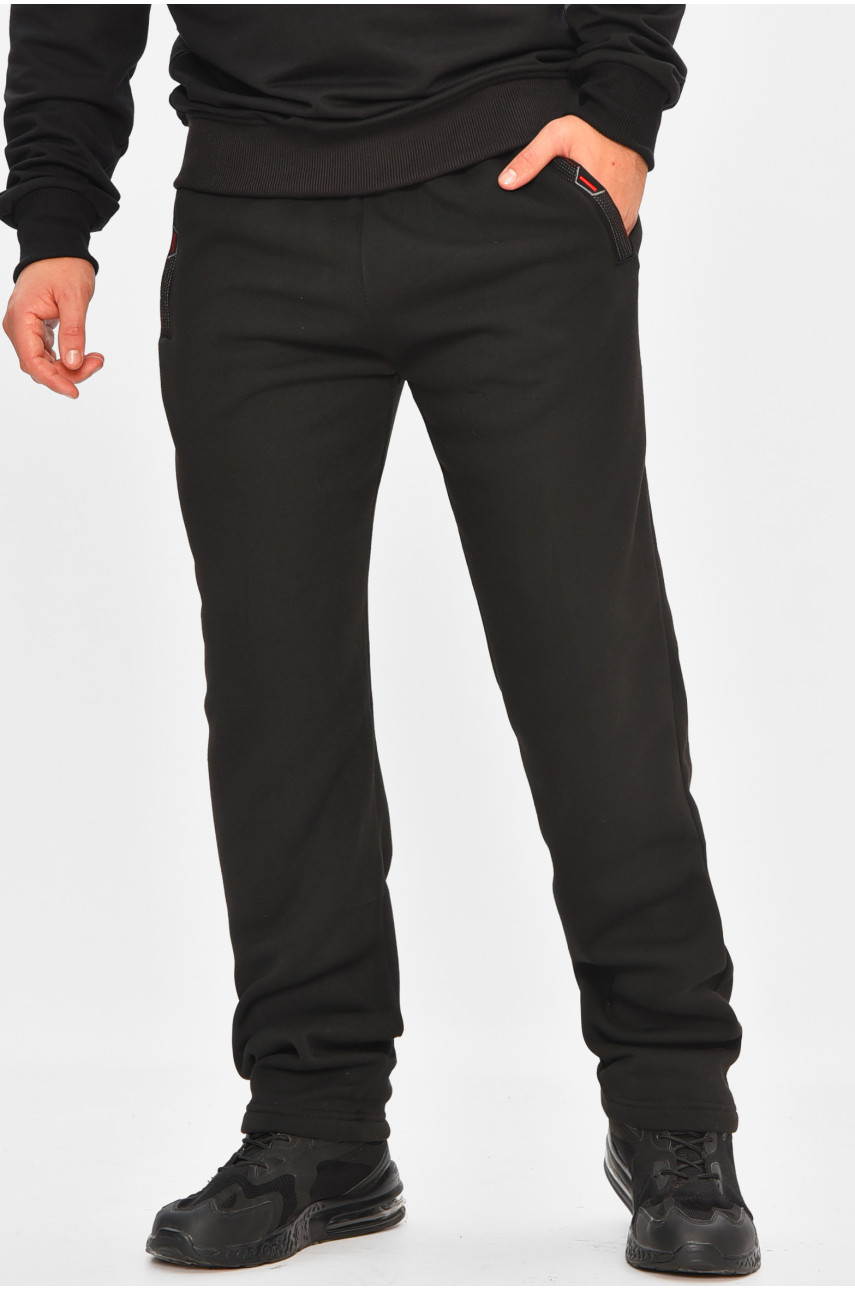 Спортивные штаны мужские на флисе черного цвета R-41597-pk 206931