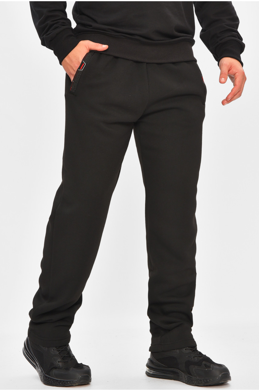Спортивные штаны мужские на флисе черного цвета R-41597-pk 206931