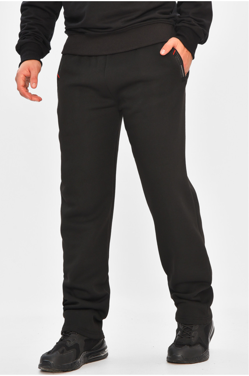Спортивные штаны мужские на флисе черного цвета R-41753-pk 206932
