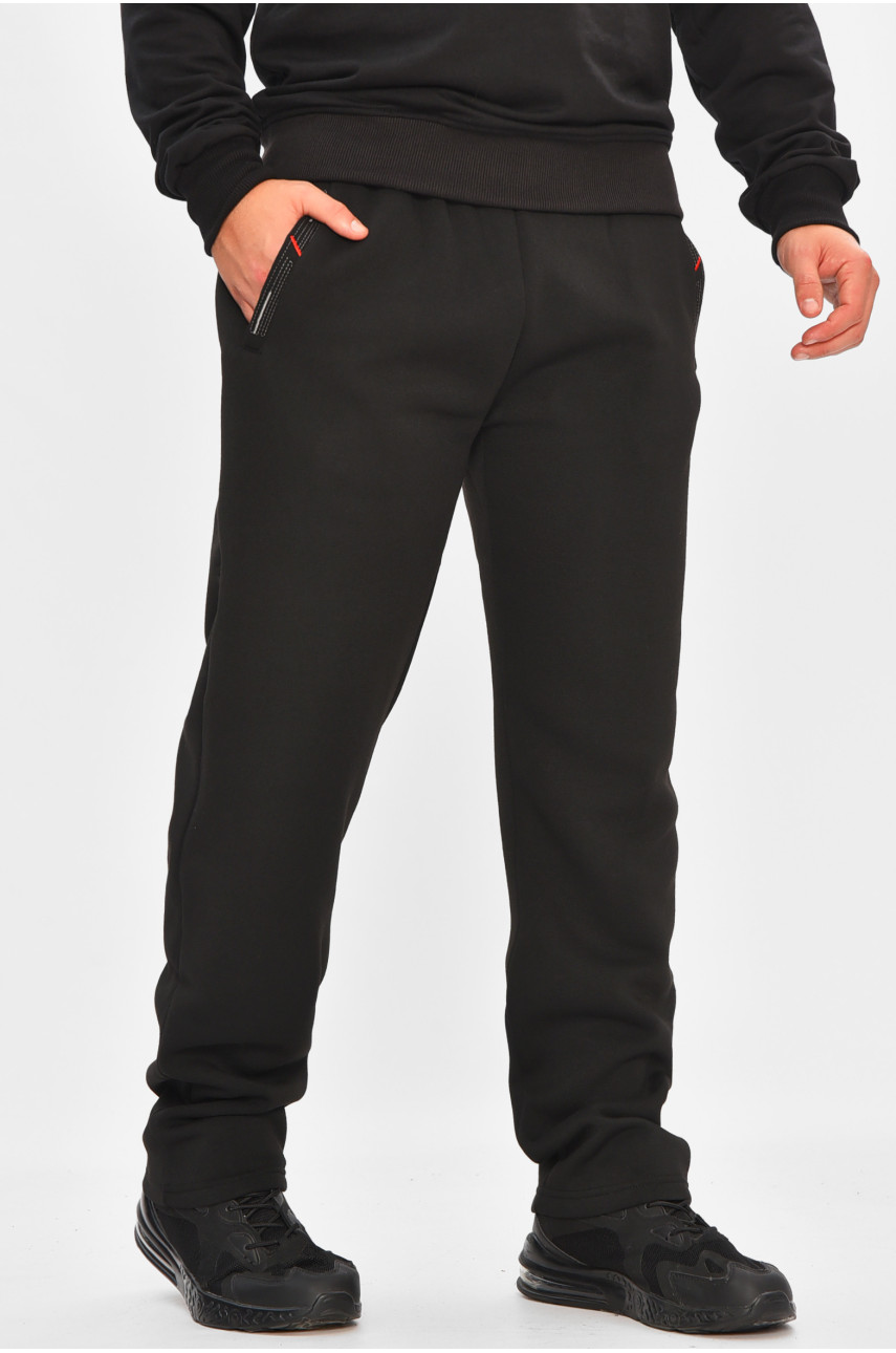 Спортивные штаны мужские на флисе черного цвета R-41753-pk 206932