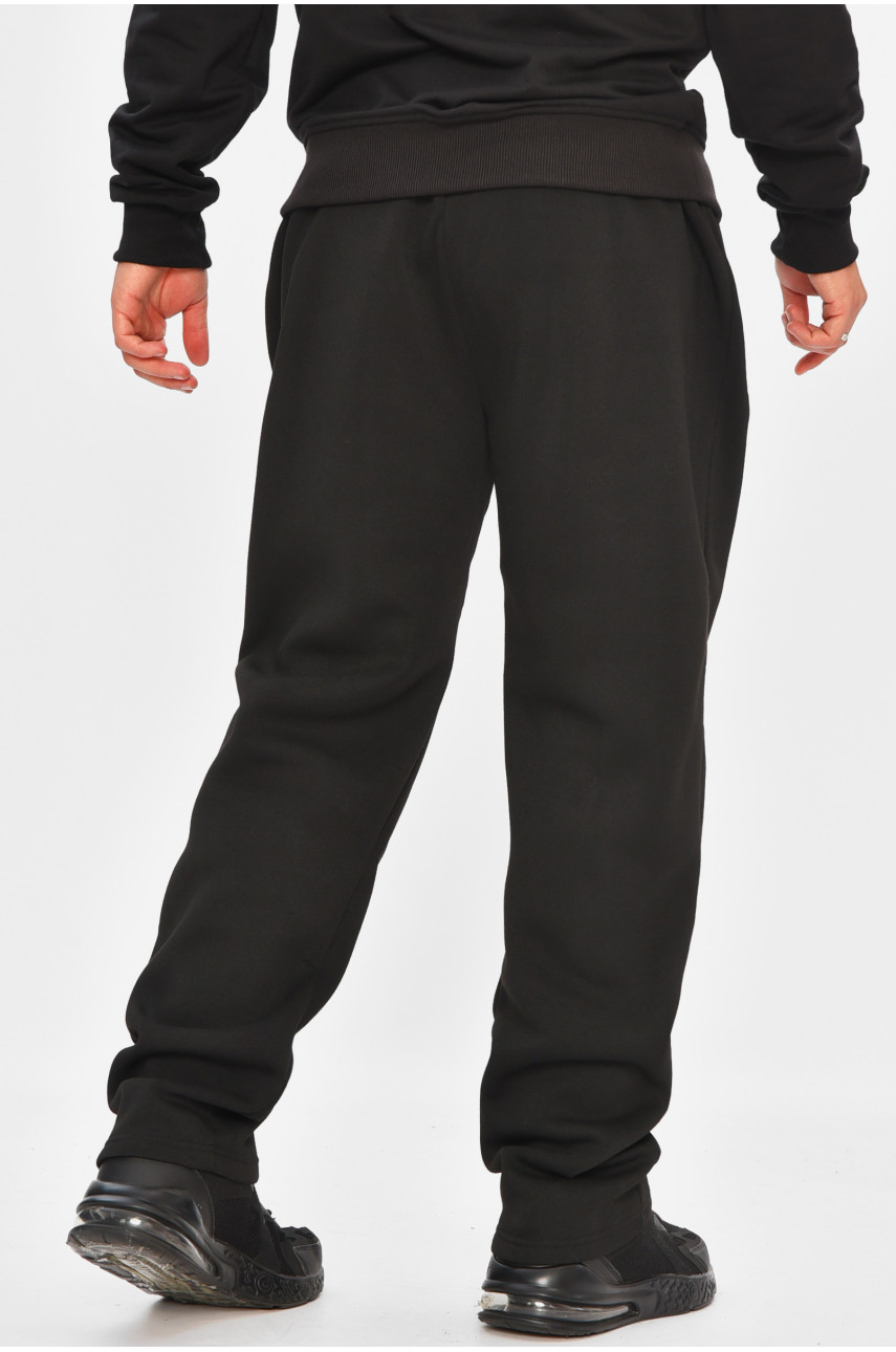 Спортивные штаны мужские на флисе черного цвета R-41753-pk 206932