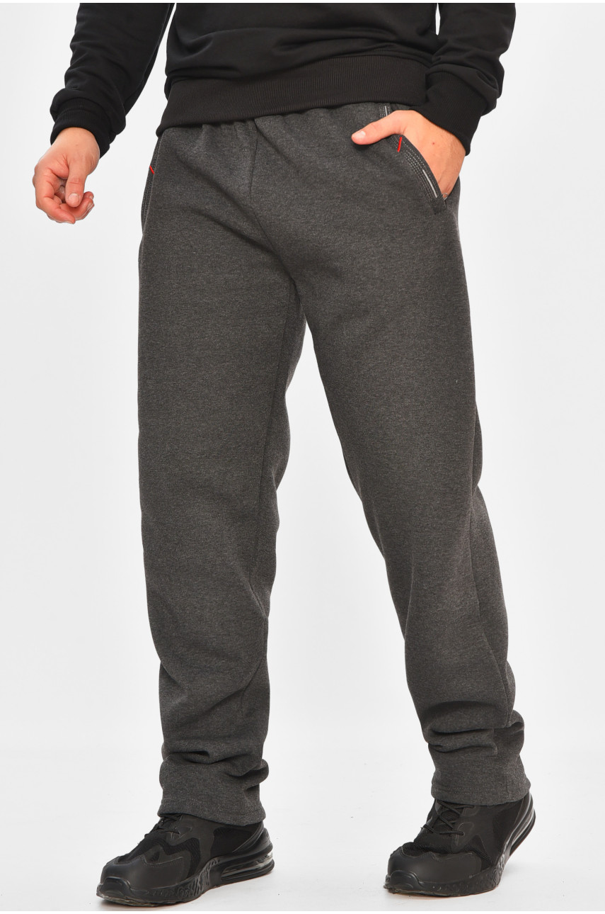 Спортивные штаны мужские на флисе тёмно-серого цвета R-41753-pk 206934