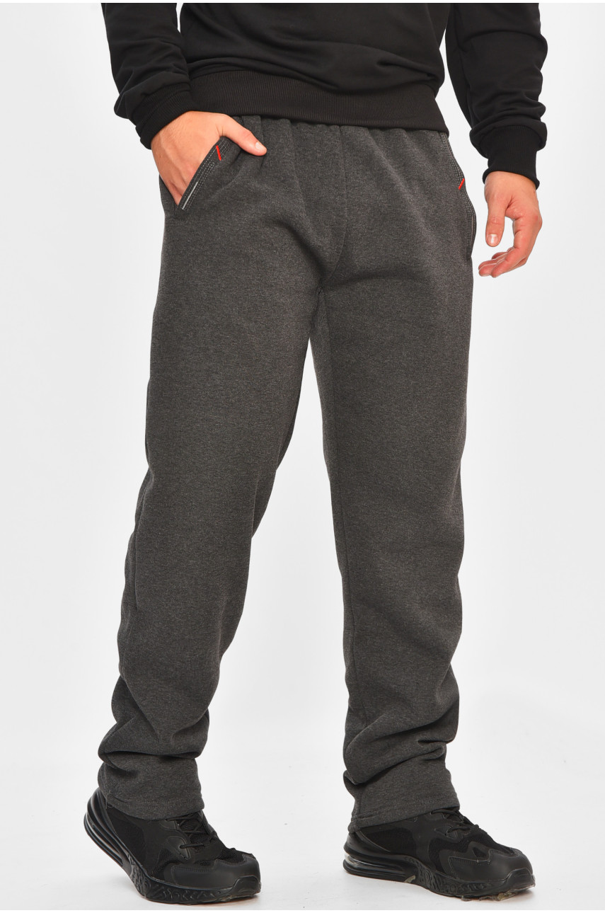 Спортивные штаны мужские на флисе тёмно-серого цвета R-41753-pk 206934