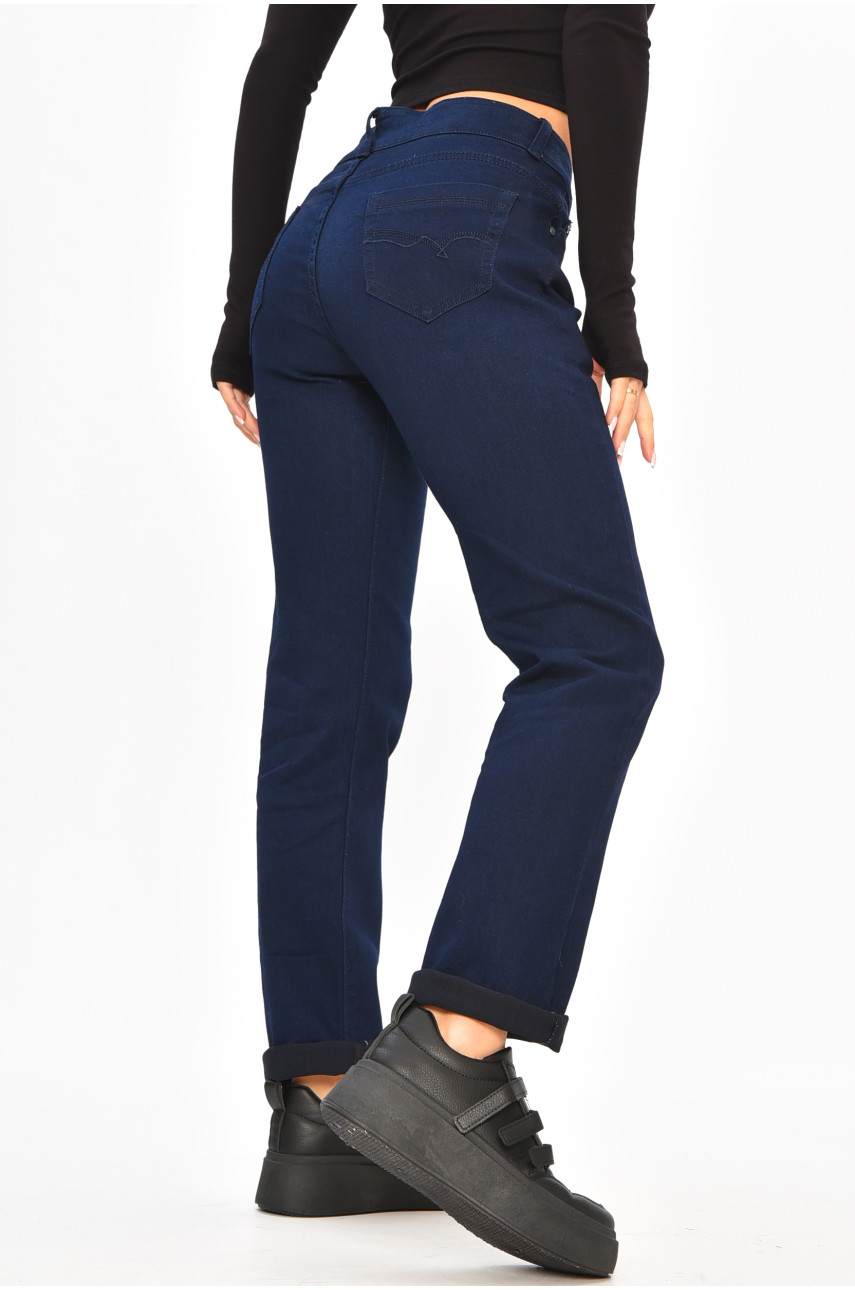 Джинсы женские однотонные тёмно-синего цвета 1050 206941