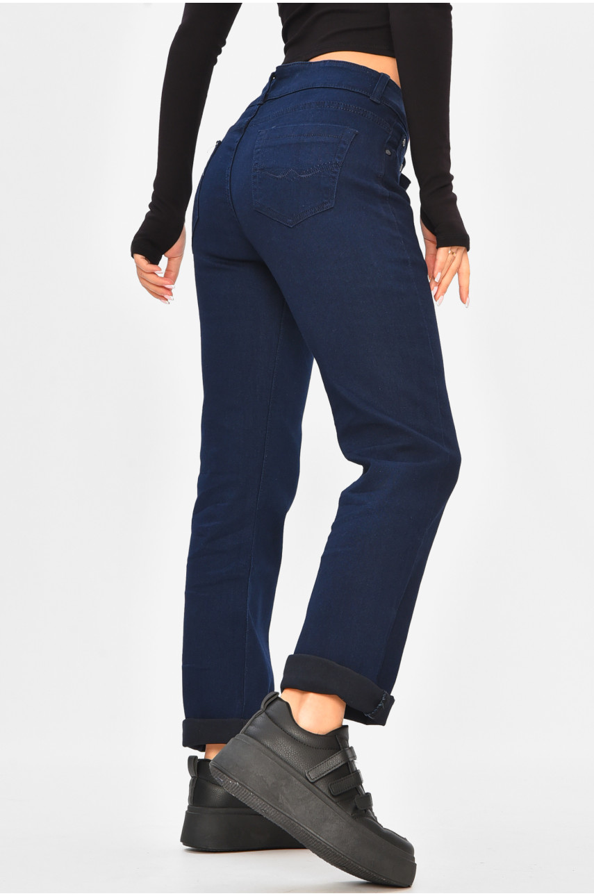 Джинсы женские однотонные тёмно-синего цвета 1051 206944