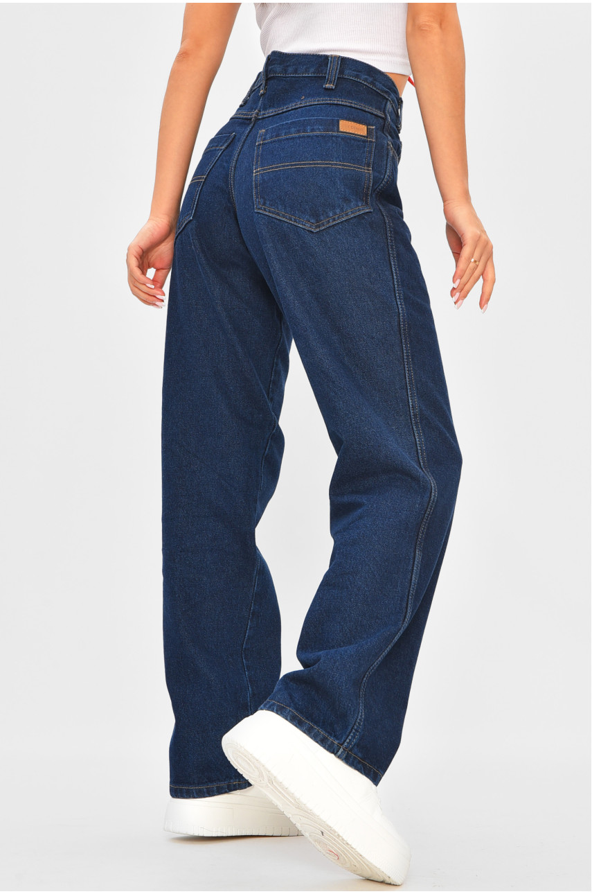 Джинсы женские однотонные тёмно-синего цвета 394-83 206946