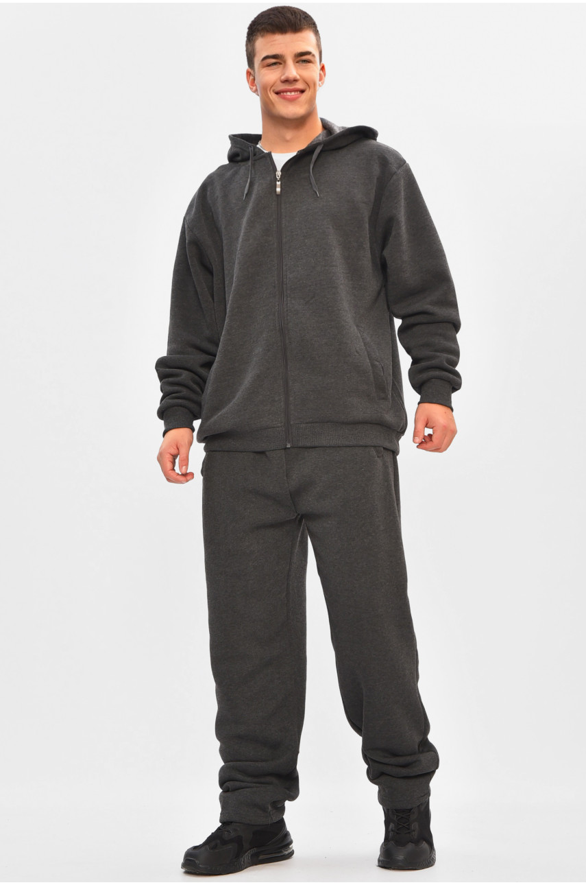 Спортивний костюм чоловічий батал на флісі темно-сірого кольору R-917-LH 206948