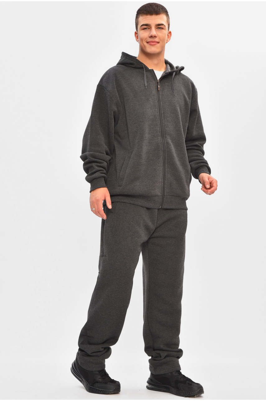 Спортивний костюм чоловічий батал на флісі темно-сірого кольору R-917-LH 206948