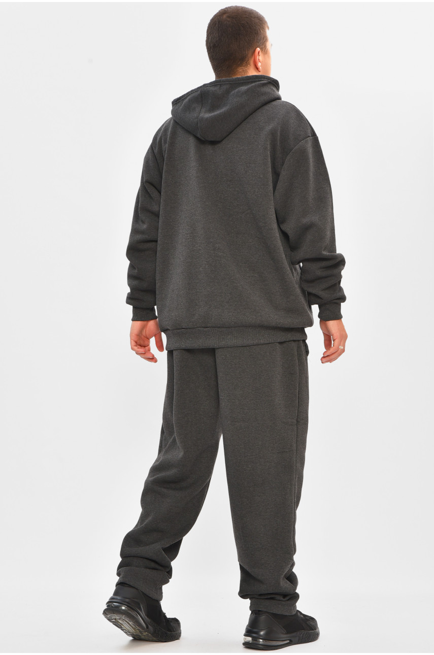 Спортивний костюм чоловічий батал на флісі темно-сірого кольору R-917-LH 206948
