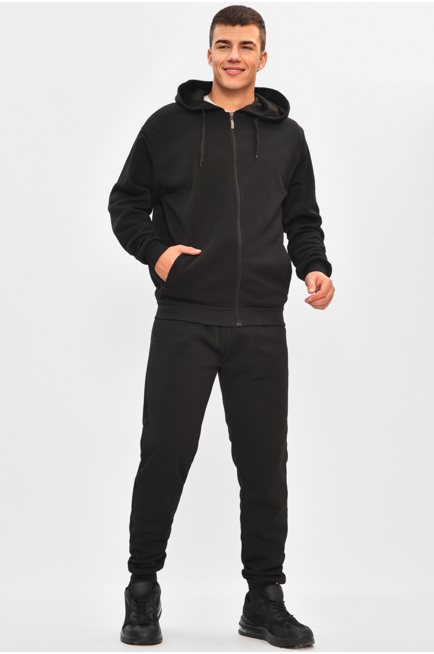 Спортивний костюм чоловічий на флісі чорного кольору R-9104H 206954
