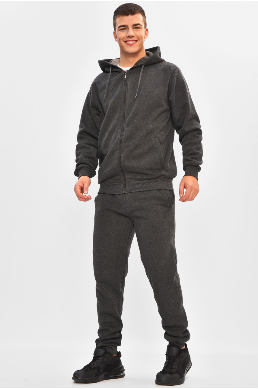 Спортивний костюм чоловічий на флісі темно-сірого кольору R-9104H 206956