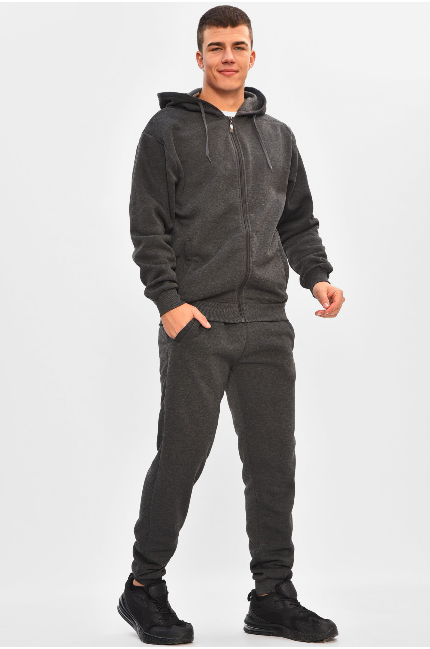 Спортивний костюм чоловічий на флісі темно-сірого кольору R-9104H 206956