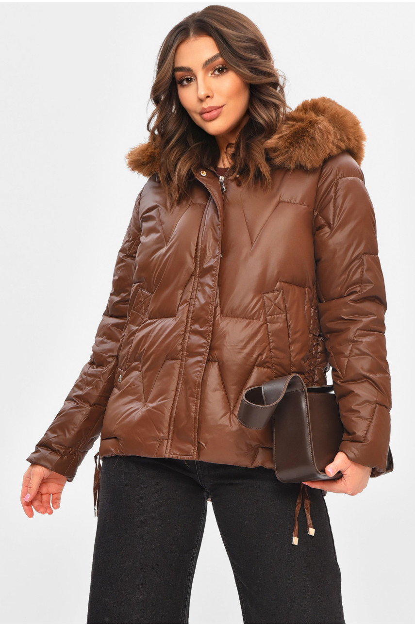 Куртка жіноча демісезонна шоколадного кольору 865 206968