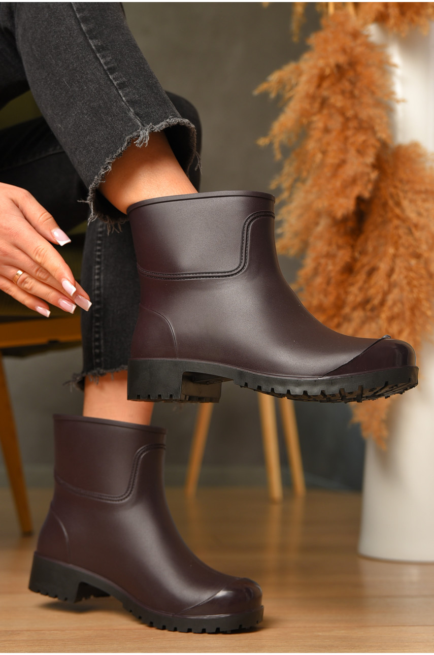 Чоботи гумові низькі жіночі бордового кольору БЖ-6 206981