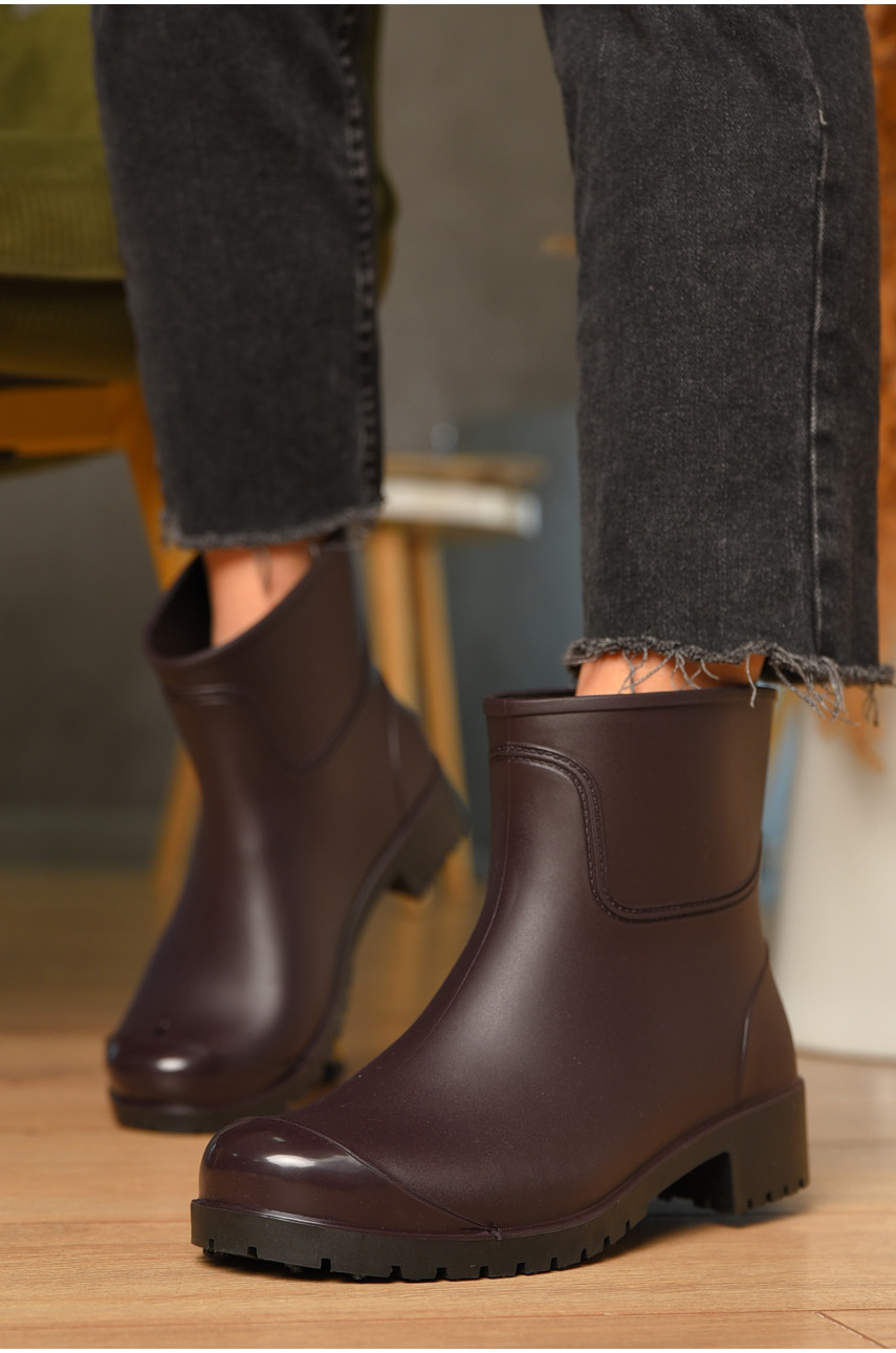 Чоботи гумові низькі жіночі бордового кольору БЖ-6 206981