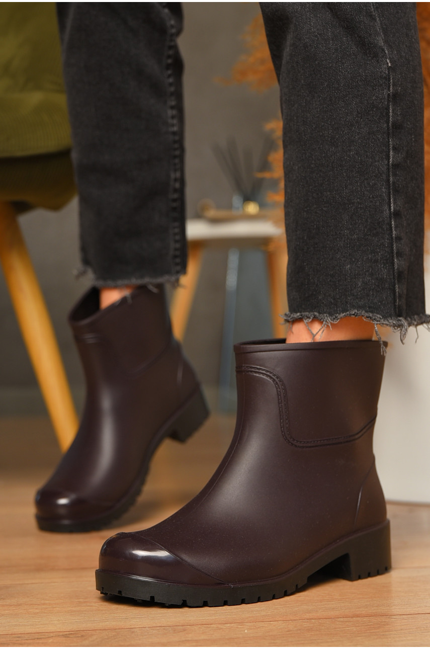 Чоботи гумові низькі жіночі темно-фіолетового кольору БЖ-6 206982