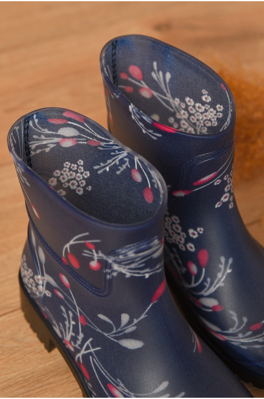 Чоботи гумові низькі жіночі з візерунком чорного кольору БЖ-6 206983