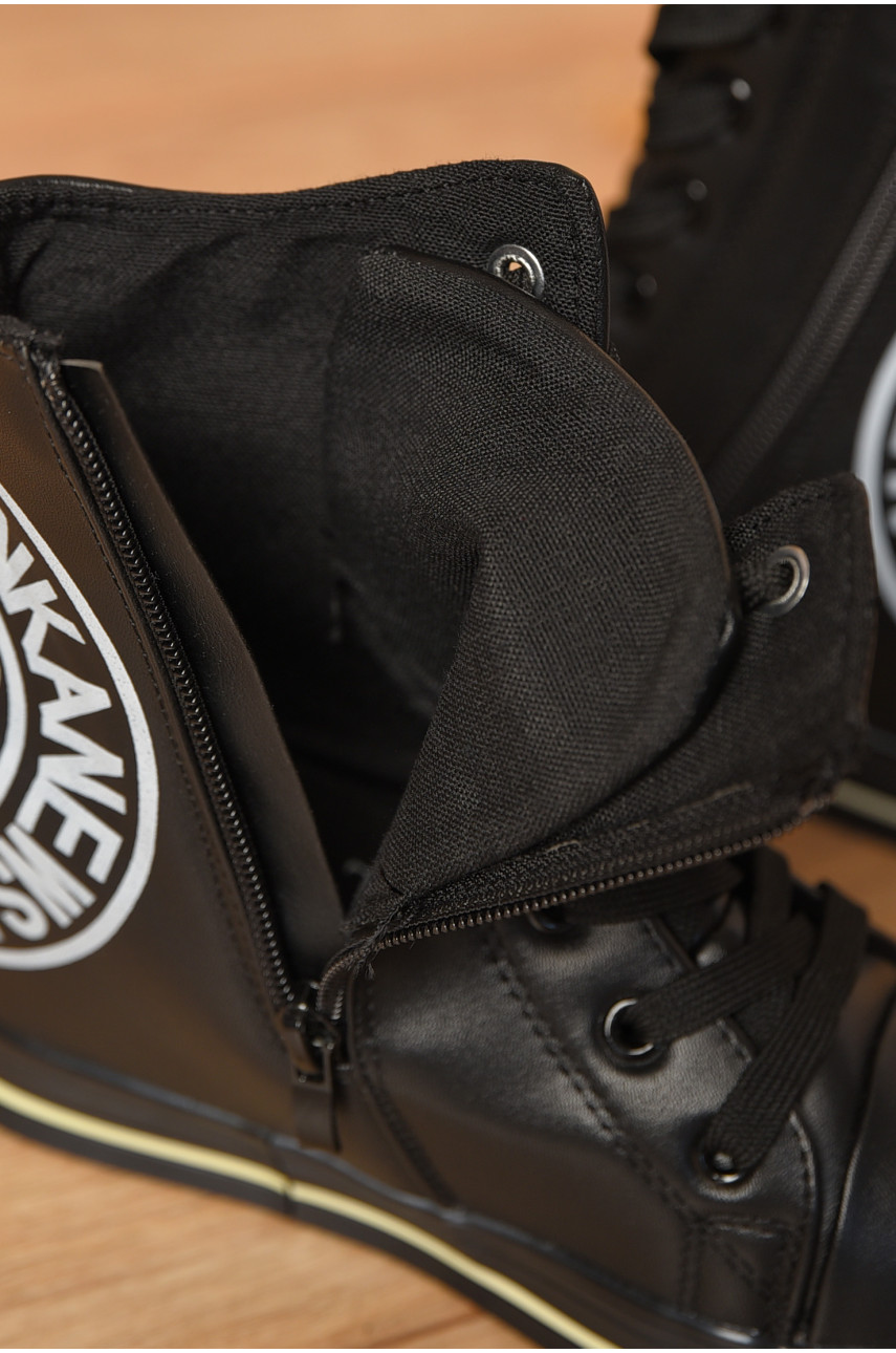 Кроссовки-сникерсы женские черного цвета на шнуровке vt65 206994