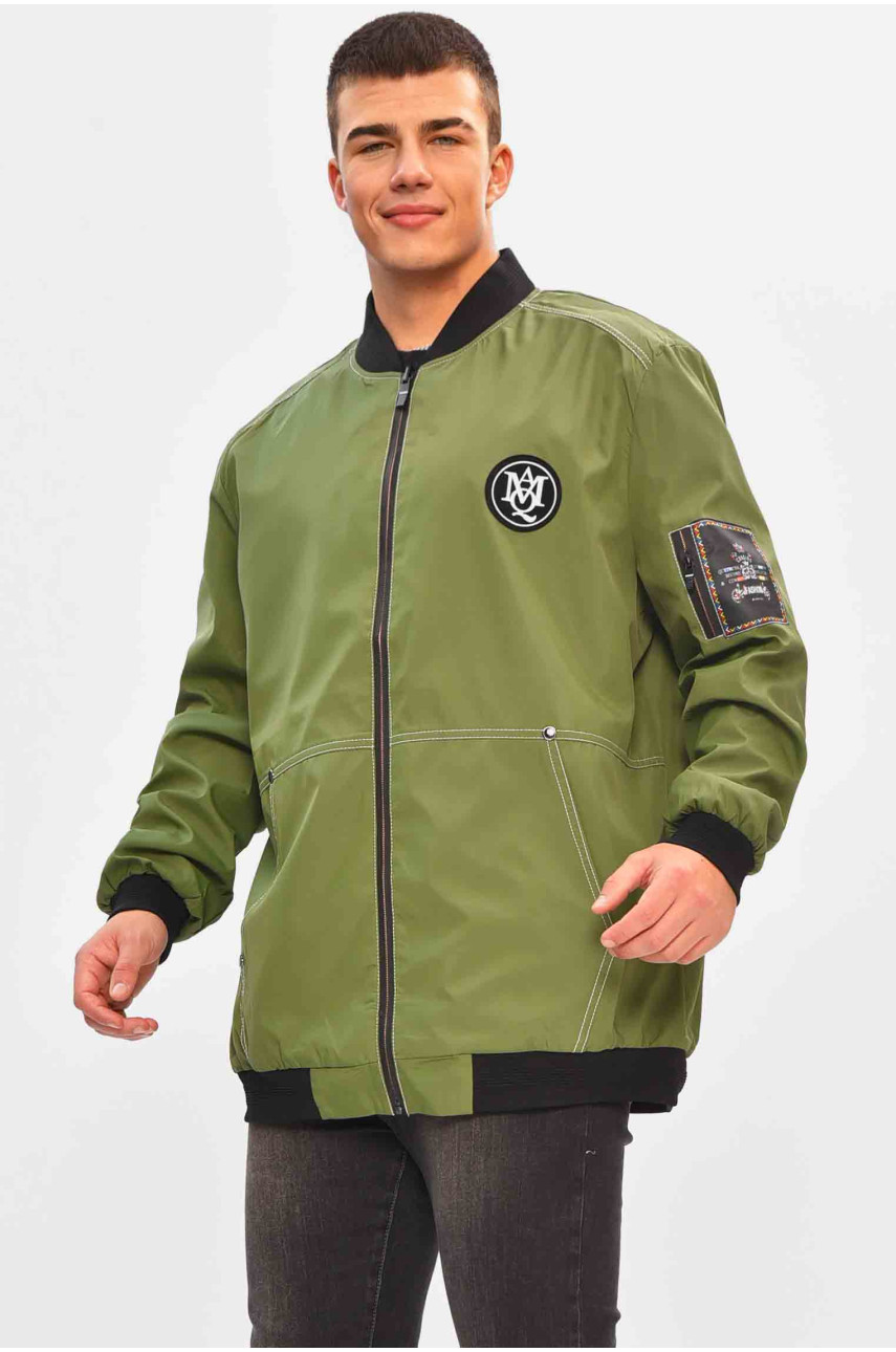 Ветровка мужская демисезонная полубатальная цвета хаки 7006 206997