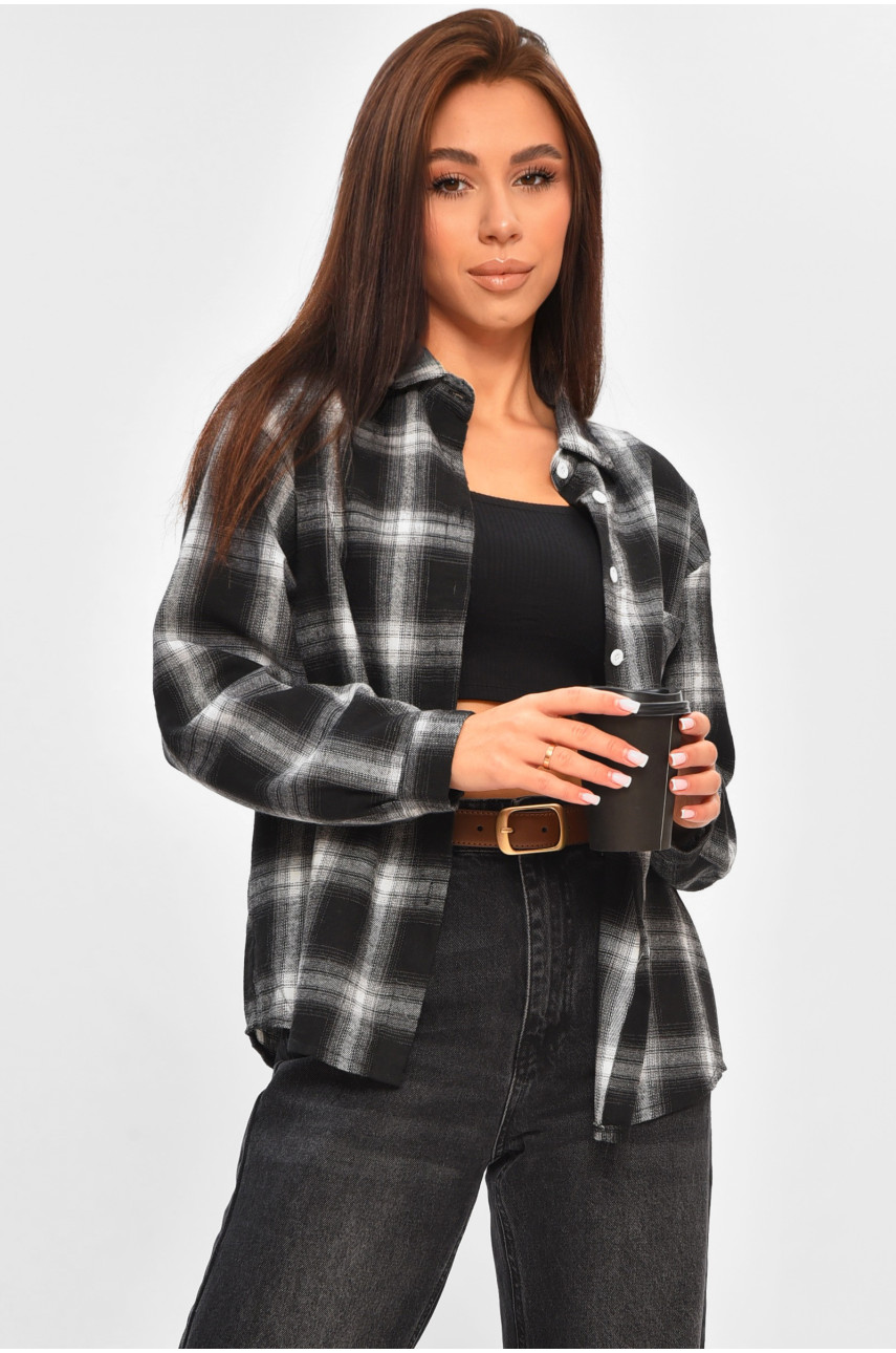 Сорочка жіноча чорного кольору з принтом 107 207001