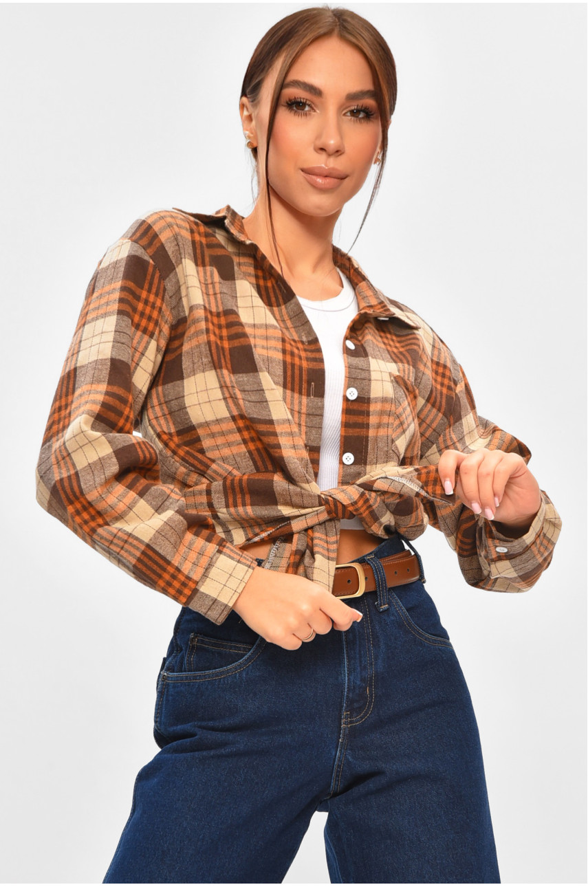 Сорочка жіноча коричневого кольору з принтом 107 207002