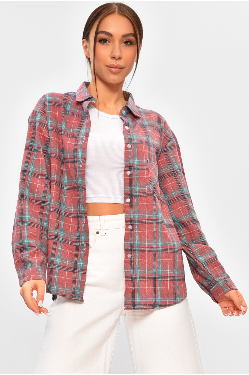 Сорочка жіноча темно-рожевого кольору з принтом 107 207003