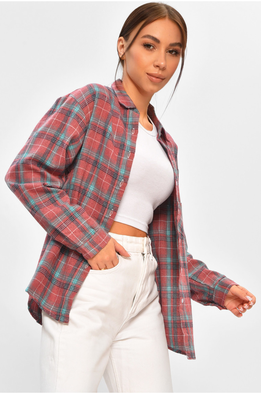 Сорочка жіноча темно-рожевого кольору з принтом 107 207003