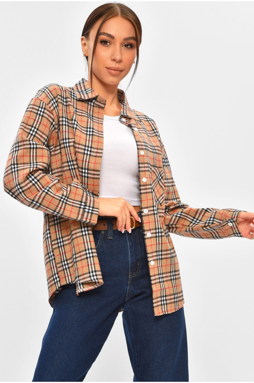 Сорочка жіноча світло-коричневого кольору з принтом 107 207004