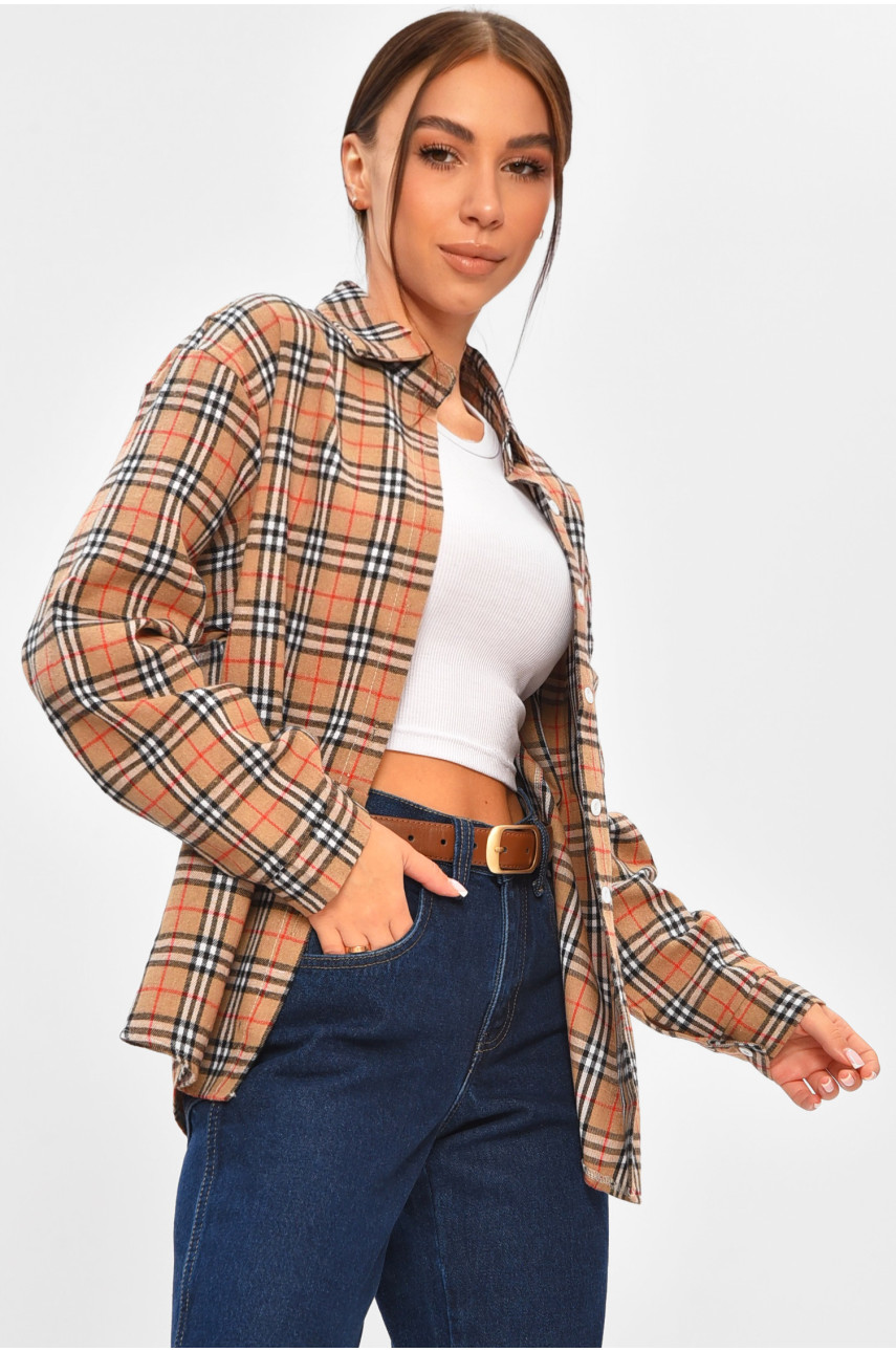 Сорочка жіноча світло-коричневого кольору з принтом 107 207004