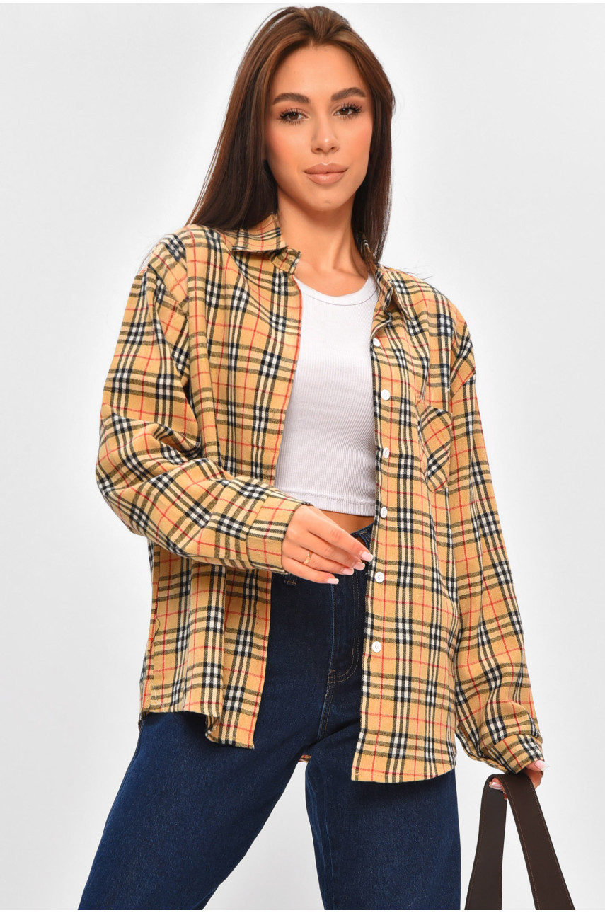 Сорочка жіноча бежевого кольору з принтом 107 207005