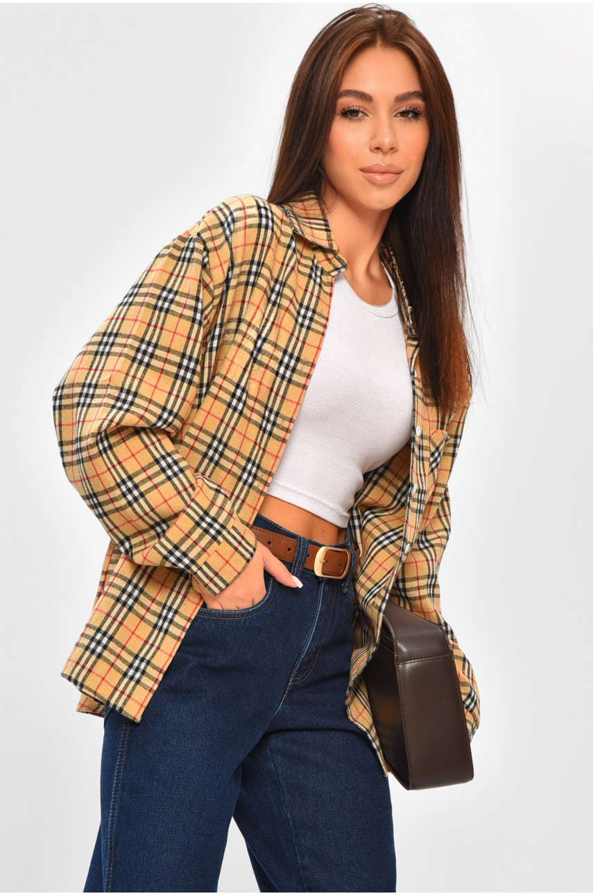 Сорочка жіноча бежевого кольору з принтом 107 207005