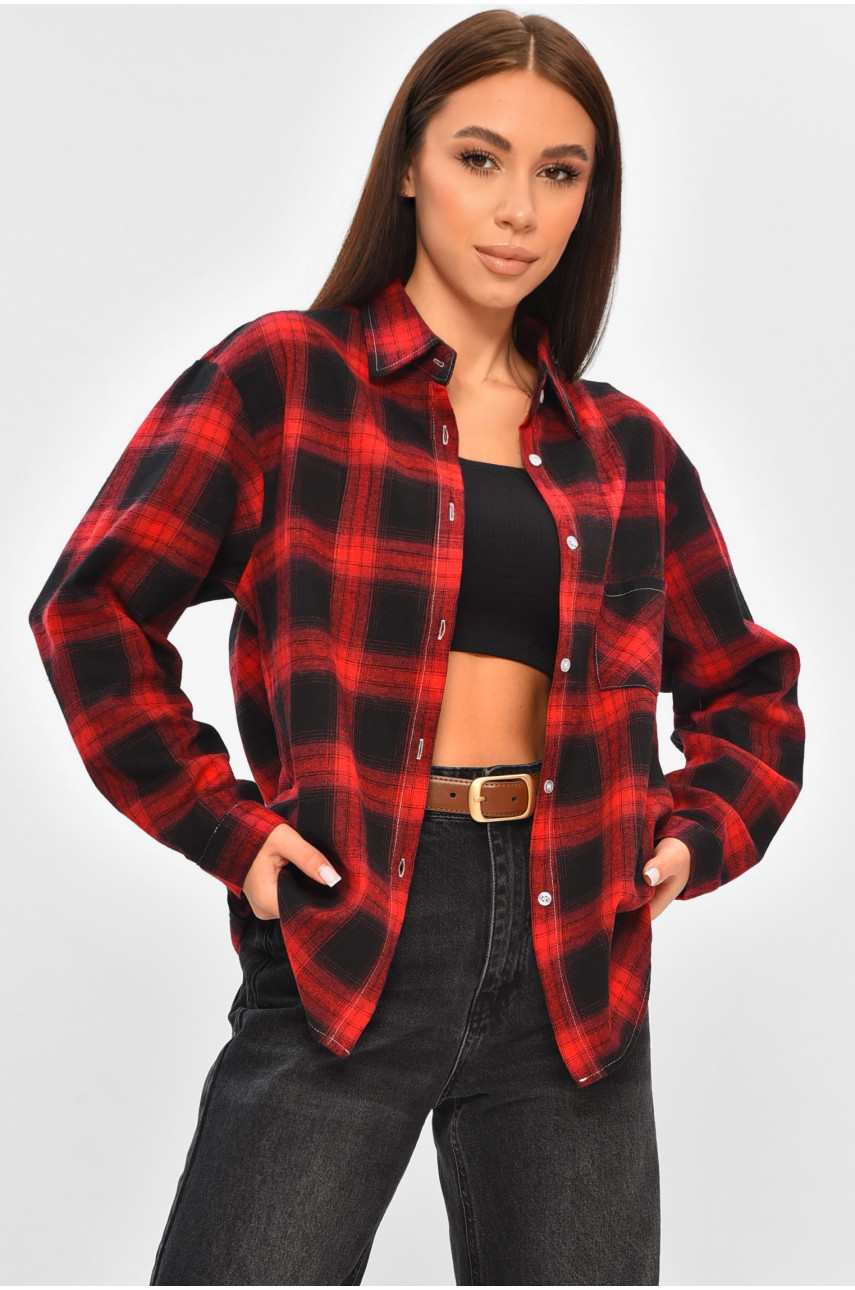 Сорочка жіноча червоного кольору з принтом 107 207006