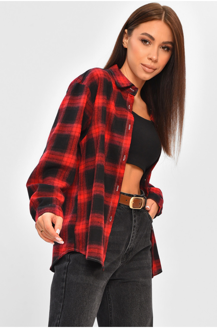 Сорочка жіноча червоного кольору з принтом 107 207006