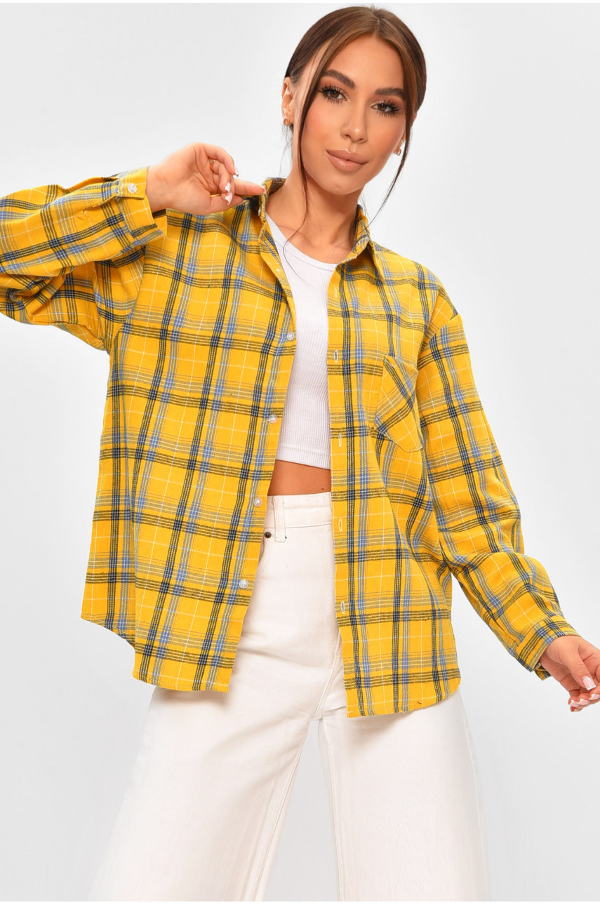 Сорочка жіноча гірчичного кольору з принтом 107 207007