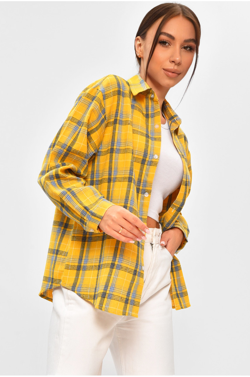 Сорочка жіноча гірчичного кольору з принтом 107 207007
